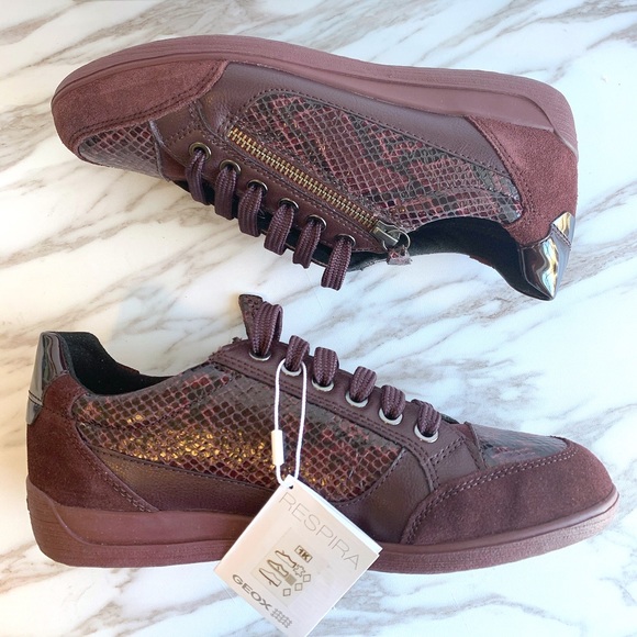 Geox Respira Myria Glitter Leather Suede Sneaker - Picture 2 of 7